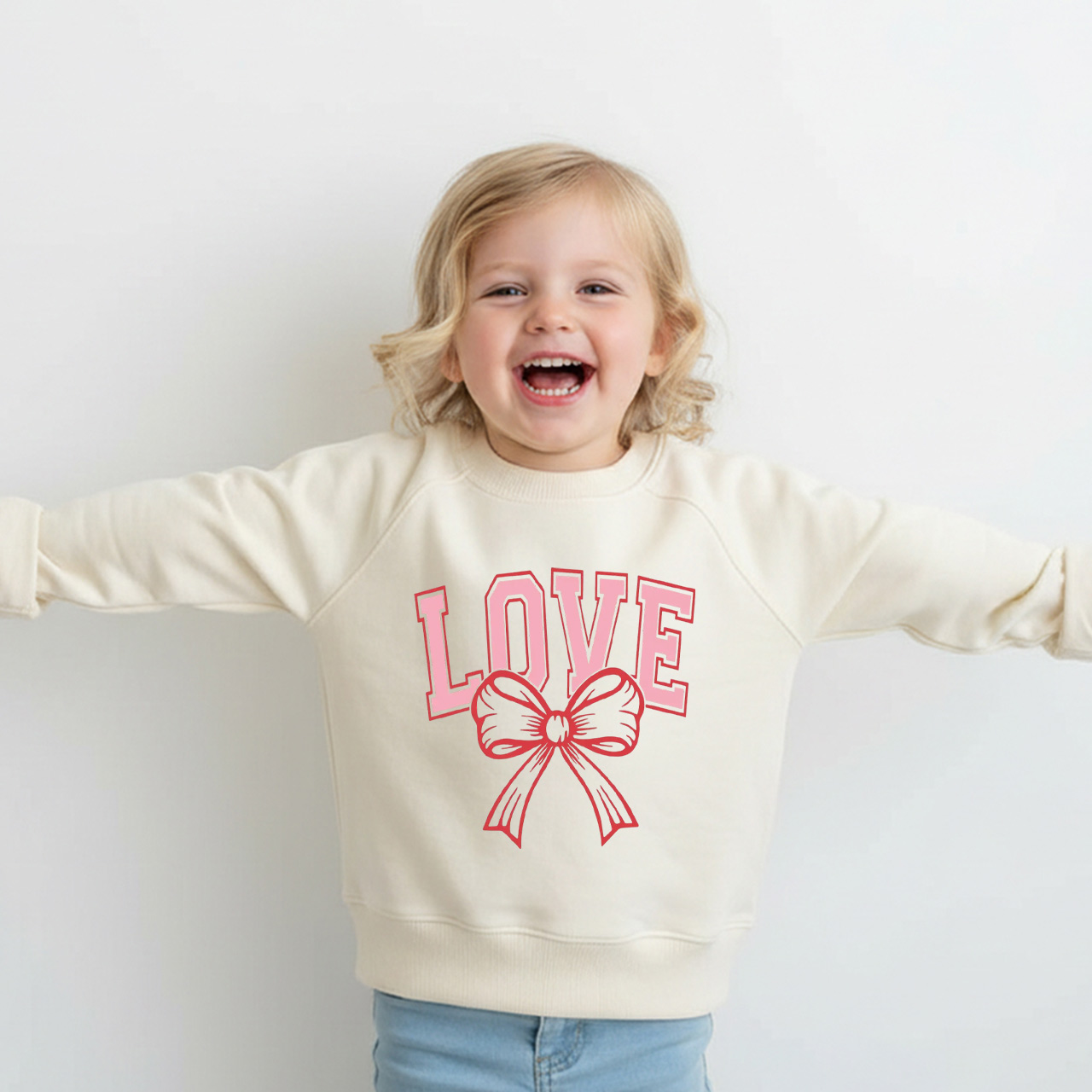 Love & Bow Valentine's Day Kid's Sweatshirt