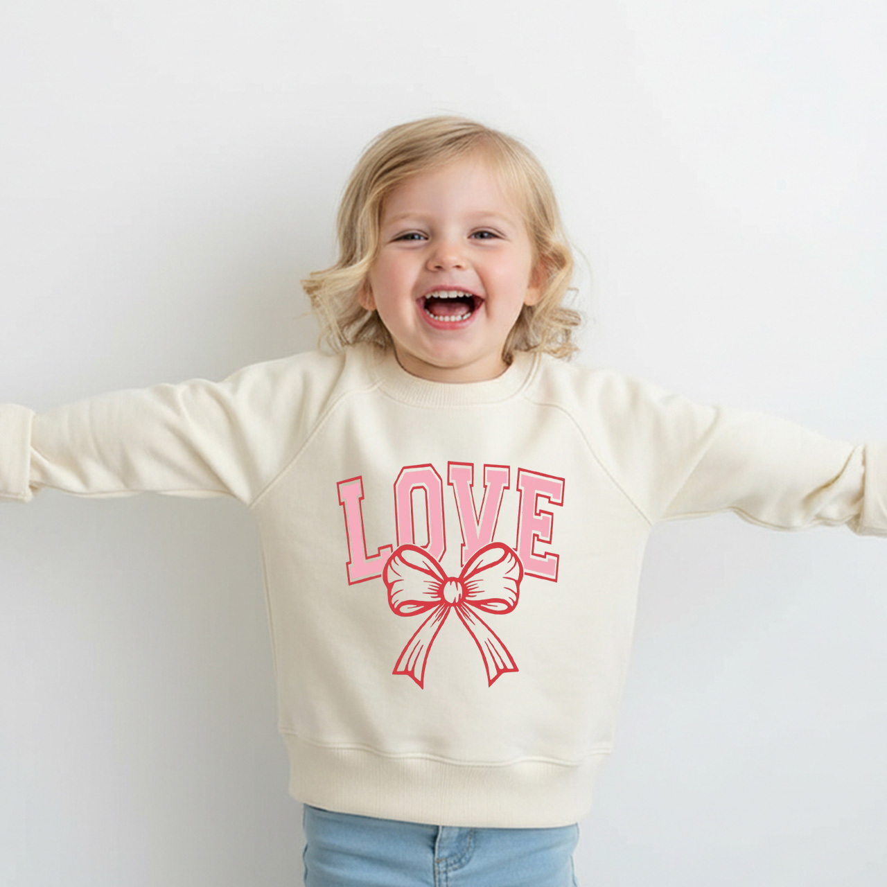 Love & Bow Valentine's Day Kid's Sweatshirt