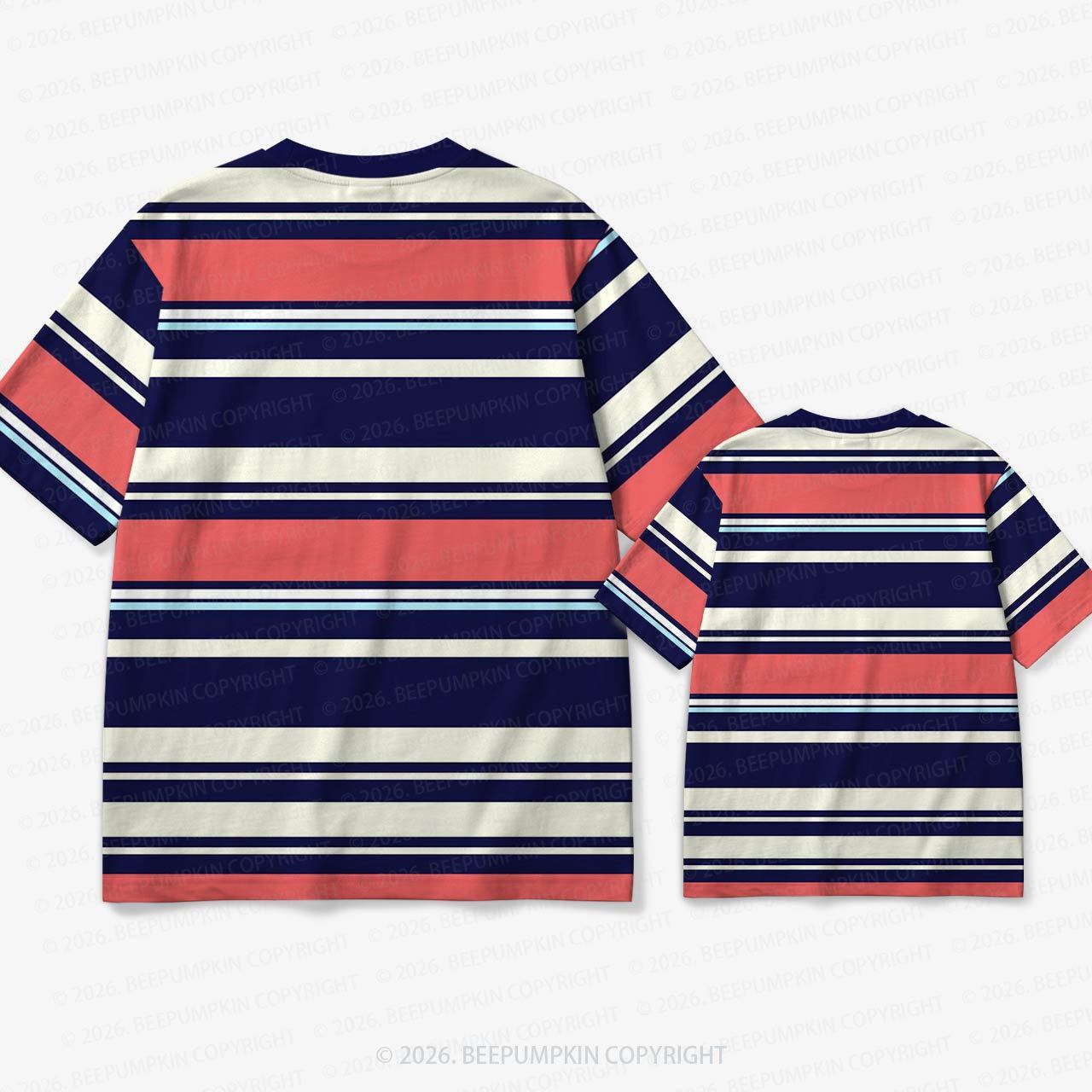 Retro Navy Sunset Striped Family Matching Ringer T-Shirt