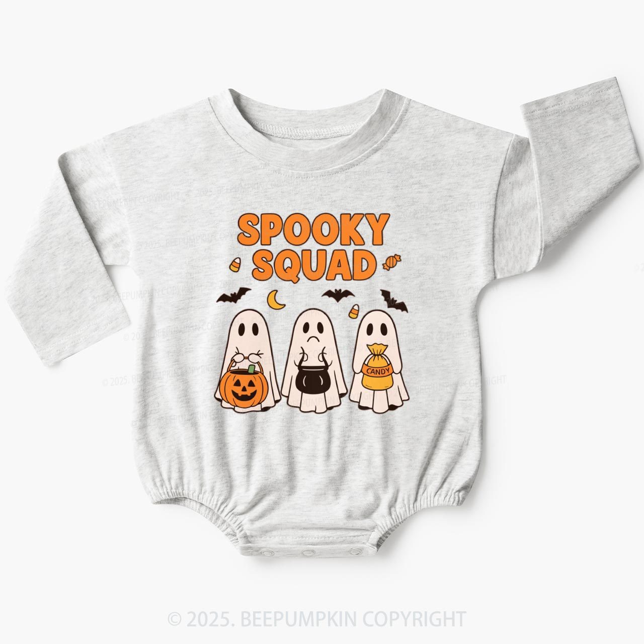 Spooky Squad Ghost Baby Bubble Romper Beepumpkin