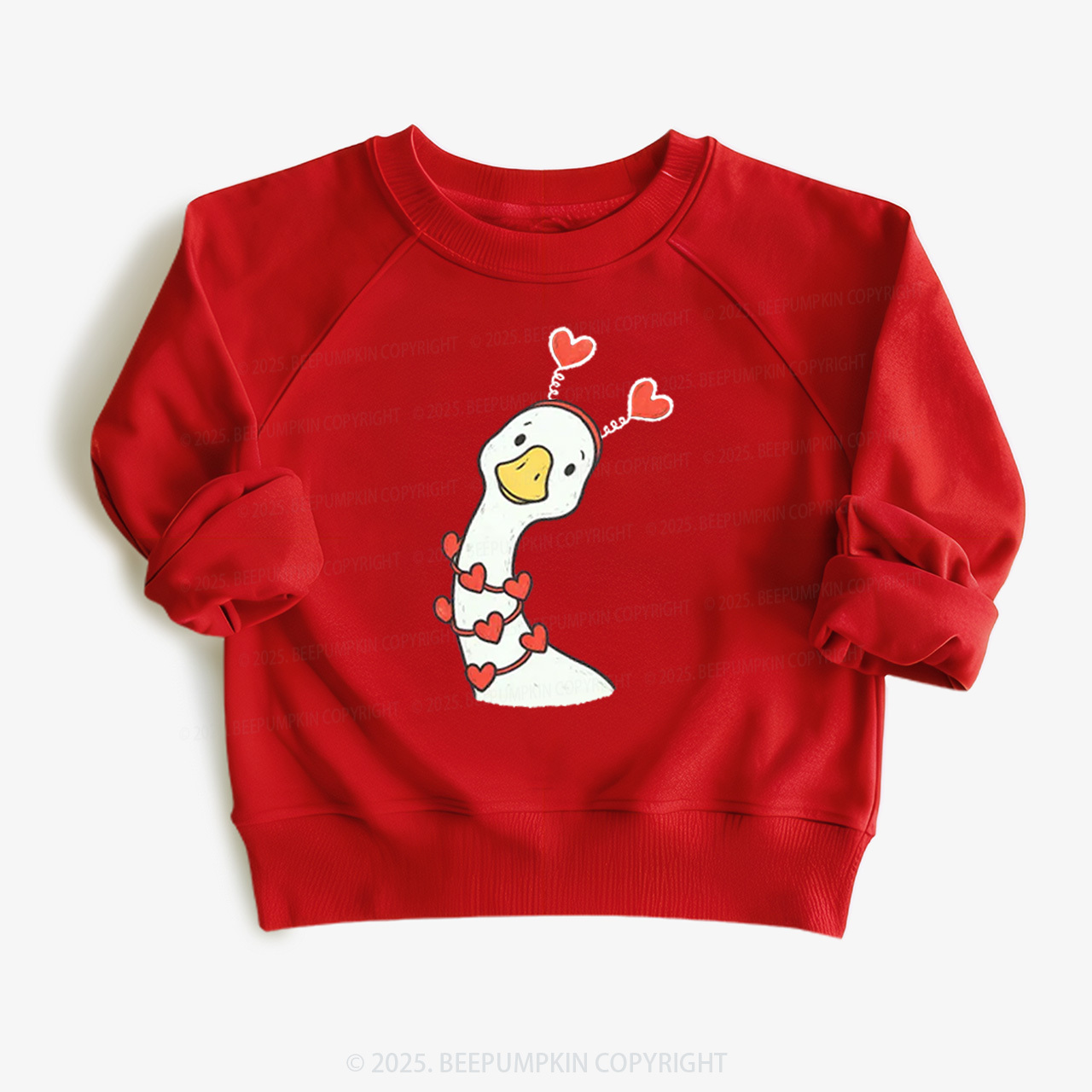 Pink Bow Preppy Goose Valentine Kid's Sweatshirt