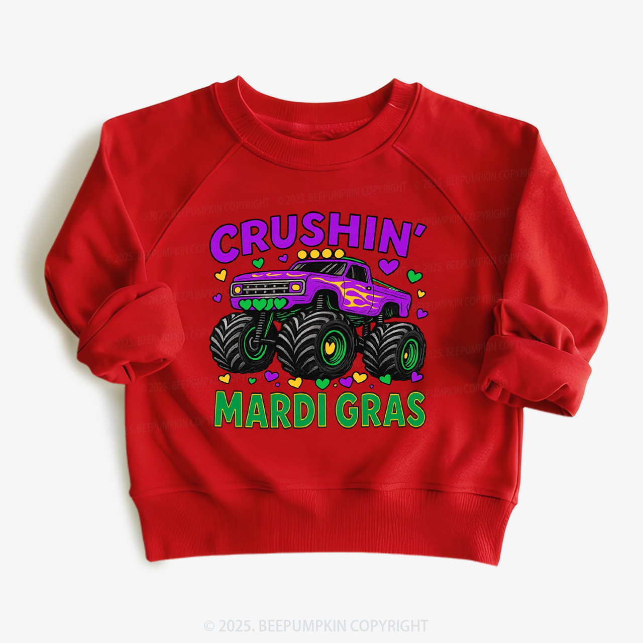 Crushin' Mardi Gras Monster Truck Kid's Sweatshirt