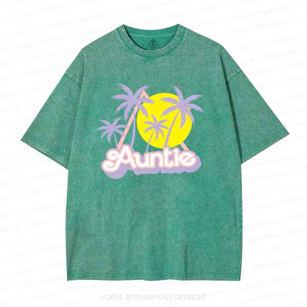 Coconut Tree Sunset Aunt Washed T-Shirts 