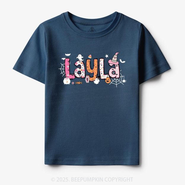 Personalized Name Halloween Girls Tees | Toddler & Kid's Tees Beepumpkin