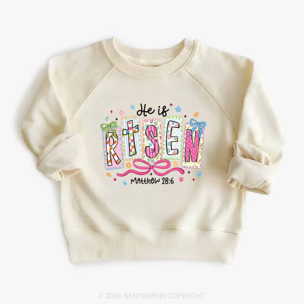 Easter Bow Lettering He Is Risen Kid's Sweatshirt