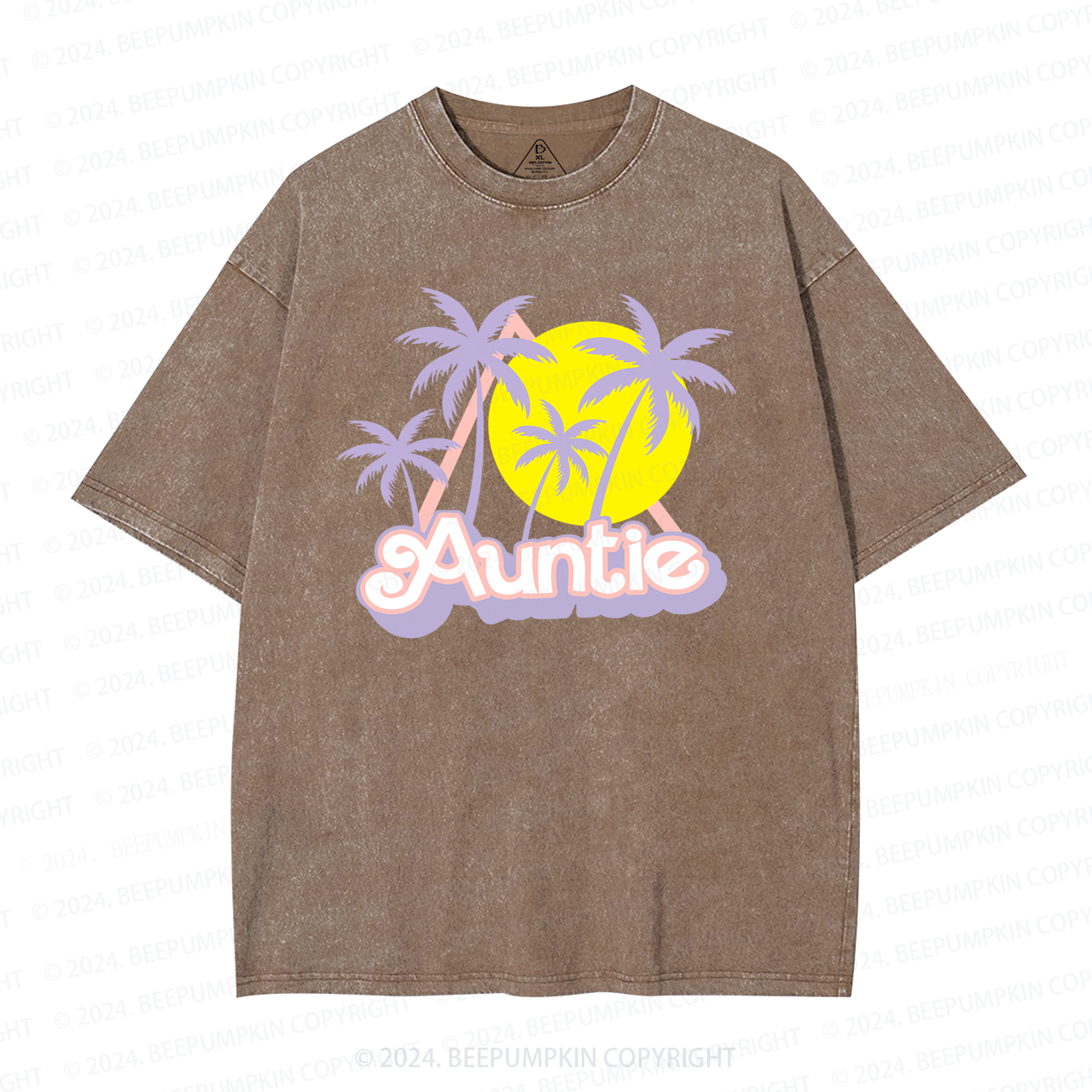 Coconut Tree Sunset Aunt Washed T-Shirts 