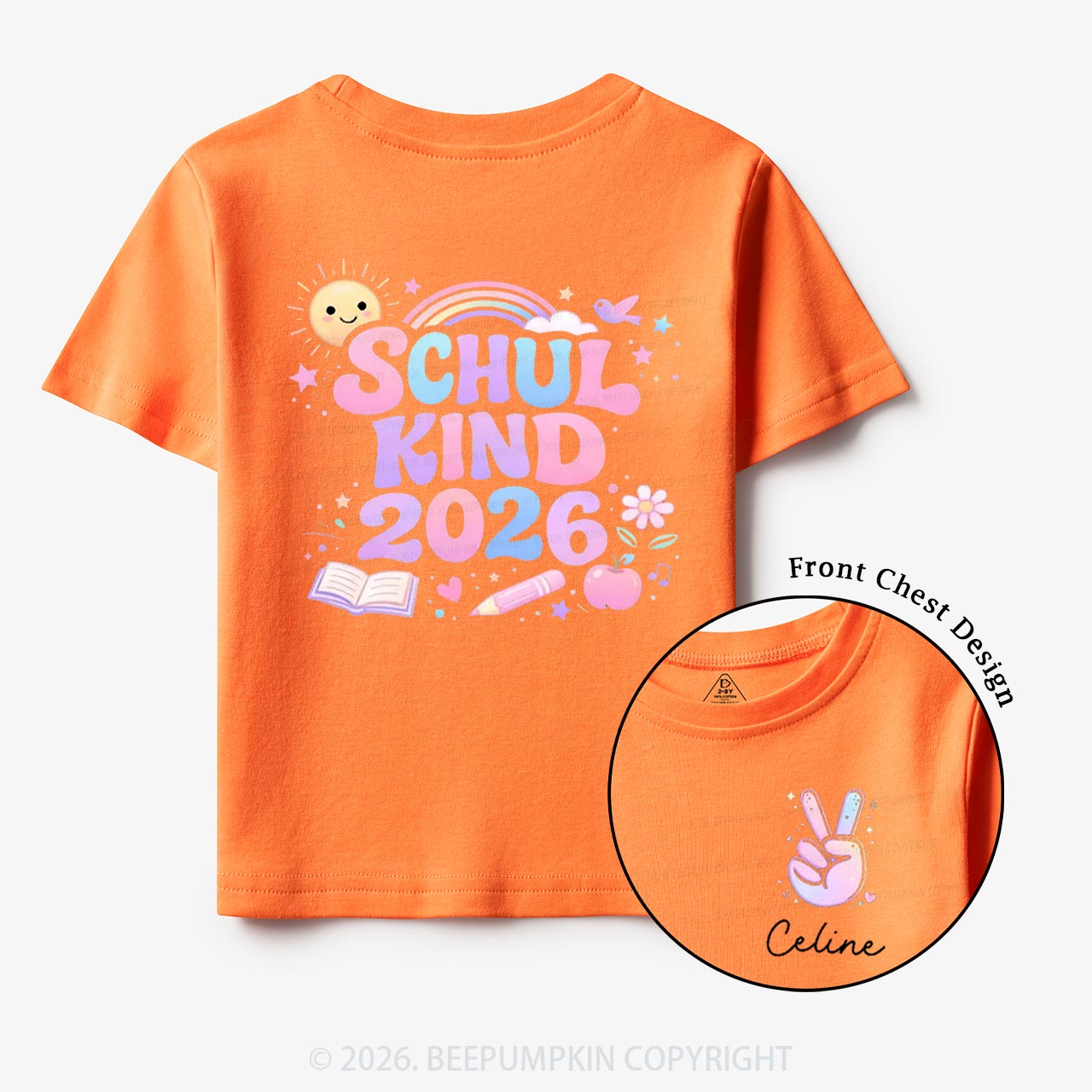 Personalized School Kid 2026 Peace & Sunshine Toddler&Kid's Shirts