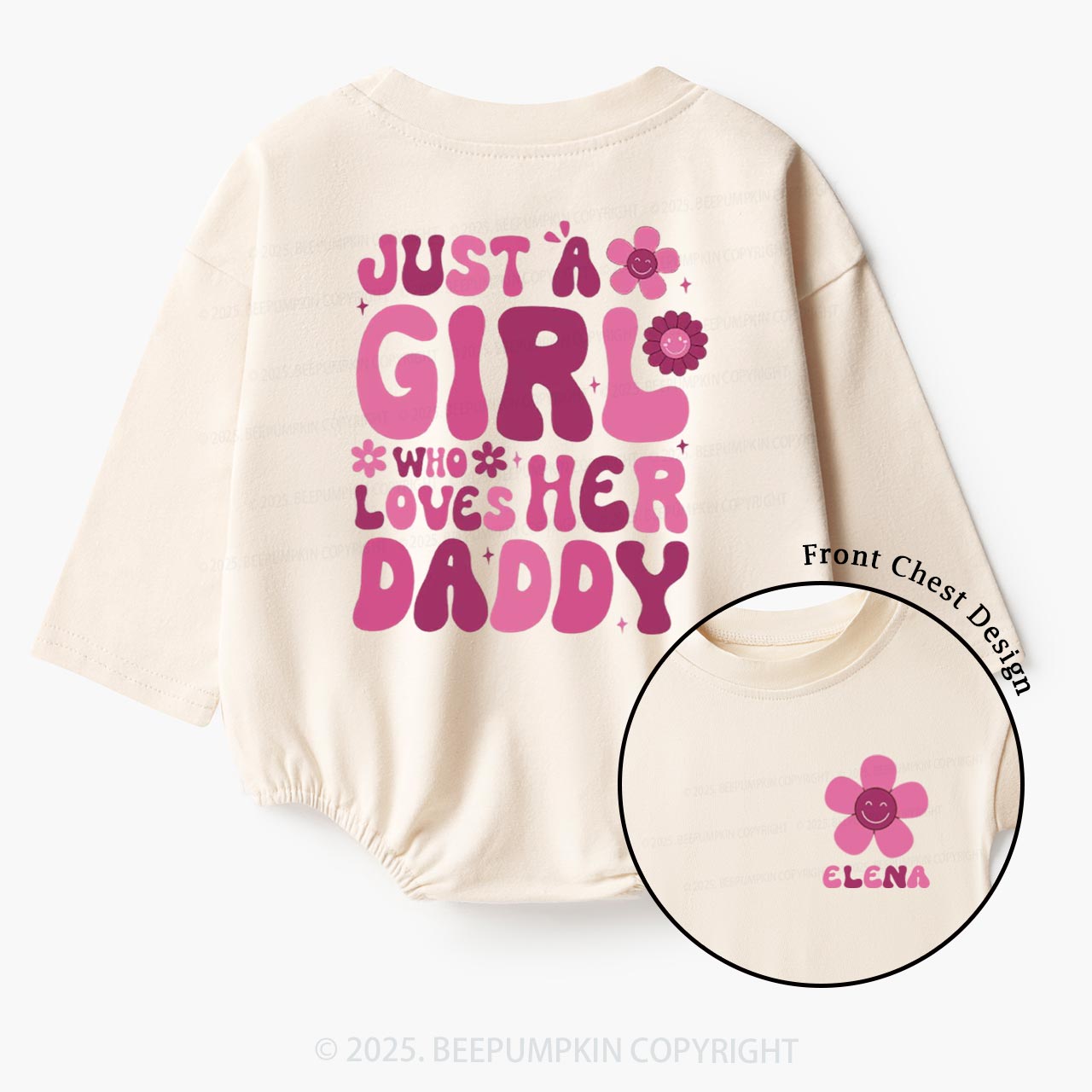 Just A Girl Who Loves Her Daddy Baby Bubble Romper Beepumpkin