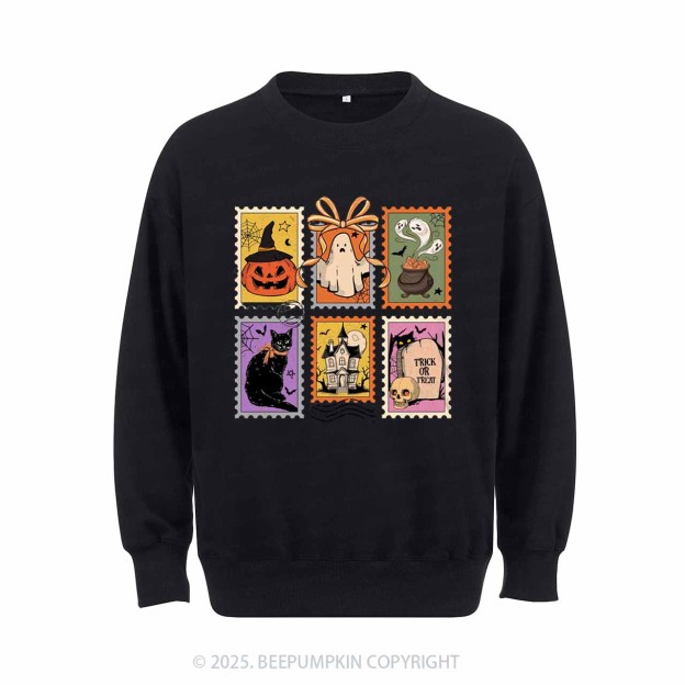 Retro Halloween Cat Ghost Sweatshirt Beepumpkin