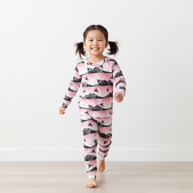 Mountains Motorcycle Adventures Two-Piece Pajama Set For Kids