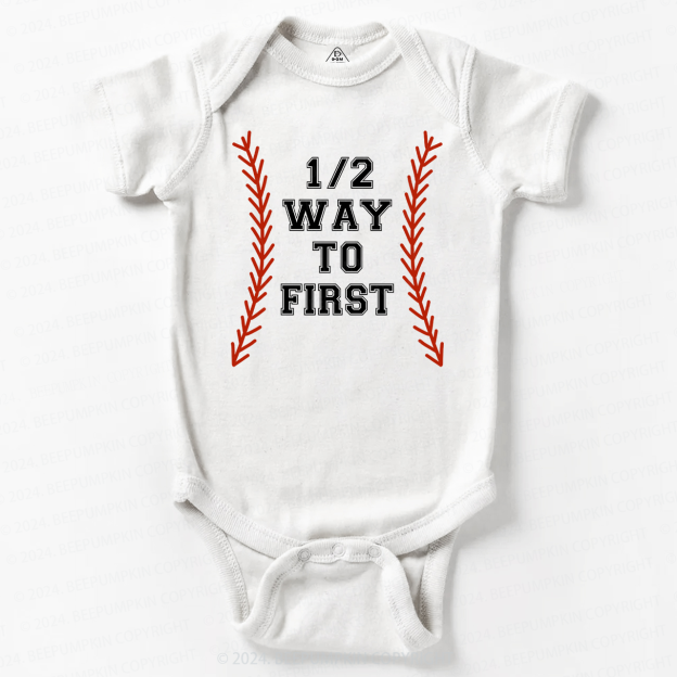 Baseball Half Way To First Baby Bodysuit