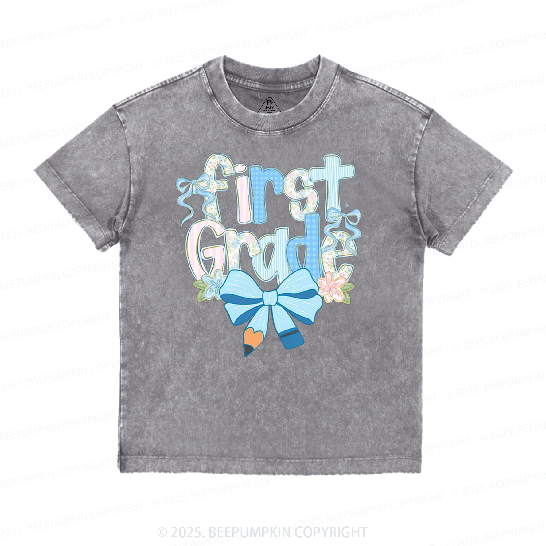 Personalized Floral Bundle Back To School Toddler&Kids Washed Tees