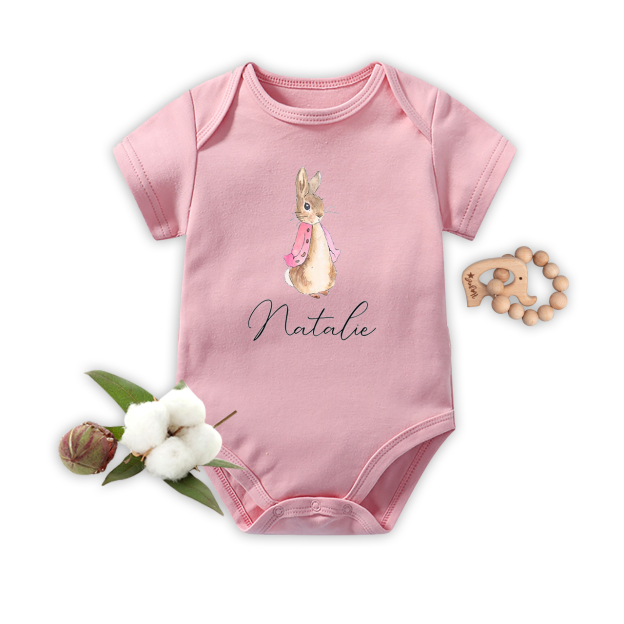 Personalized Easter Cute Peter Rabbit Baby Bodysuit
