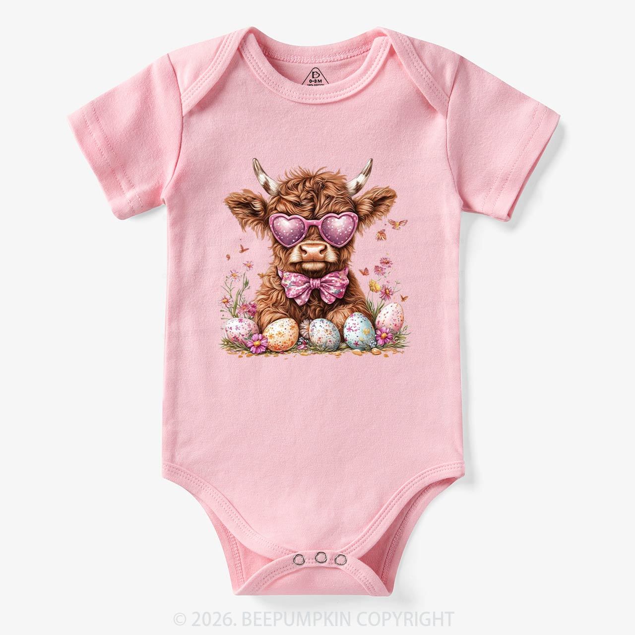 Easter Day Highland Cow Bodysuit