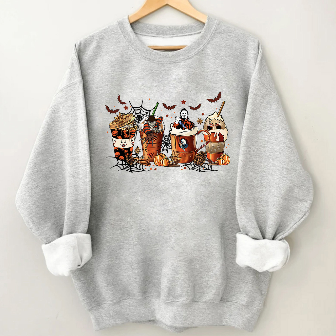 Skeleton Coffee Cups Halloween Sweatshirts