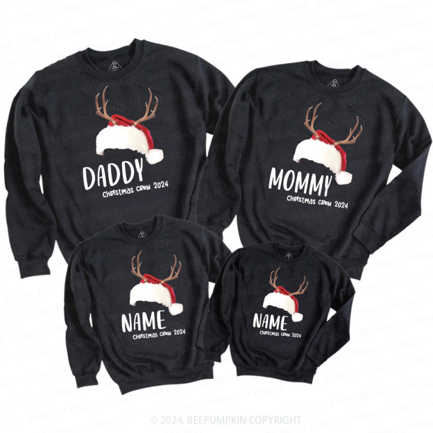 Personalized Reindeer Christmas Crew 2024 Family Sweatshirts