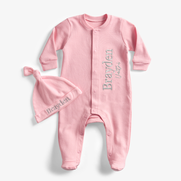 2 Pieces Embroidery Coming Home Romper Set