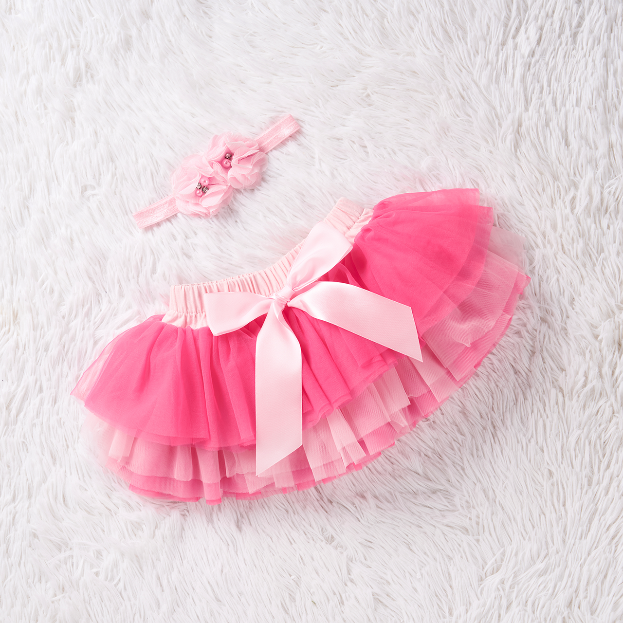 3 Pieces Personalized Pink Petals Baby Girl Tutu Outfit Set