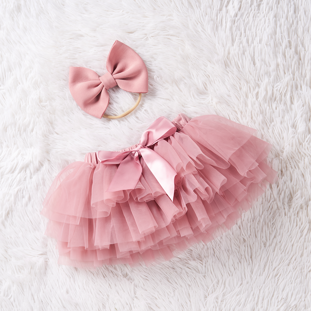 3 Pieces Personalized Vintage Pink Floral Baby Girl Tutu Outfit Set