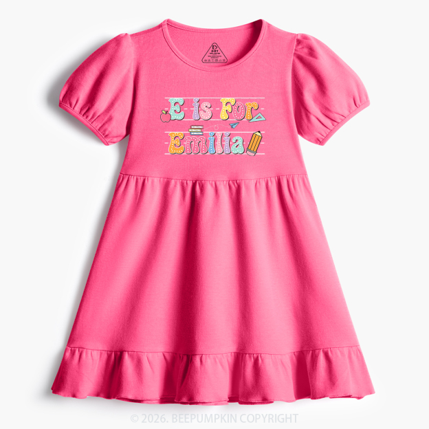 Personalized Cute Alphabet Back To School Toddler&Kid's Ruffle Dress