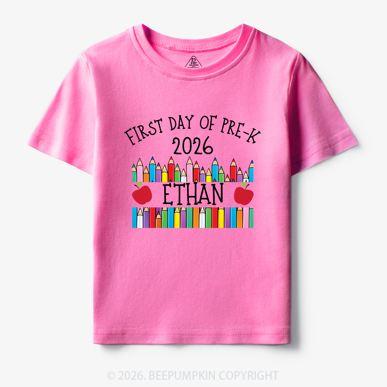 Personalized First Day Of Pre-K Crayon Toddler&Kid's Tees