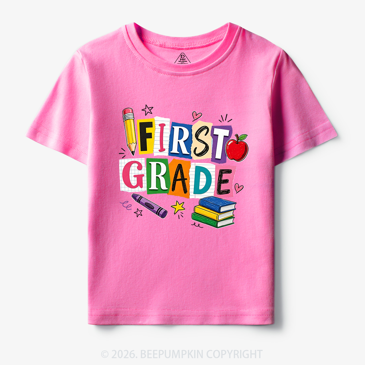 Personalized Colorful Bright School Vibes Doodle Toddler&Kid's Tees