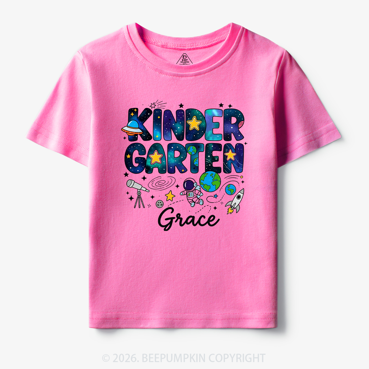 Personalized First Day of Kindergarten Outer Space Toddler&Kid's Tees