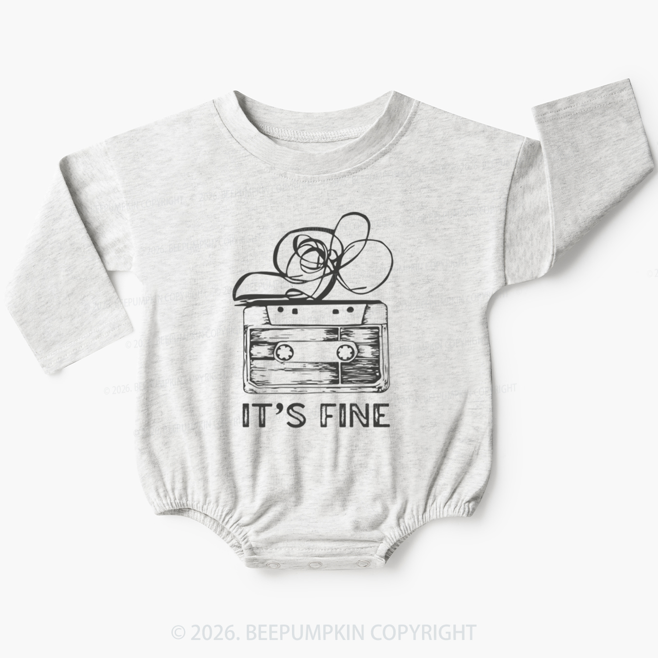 Retro Cassette Tape It’s Fine Baby Bubble Romper