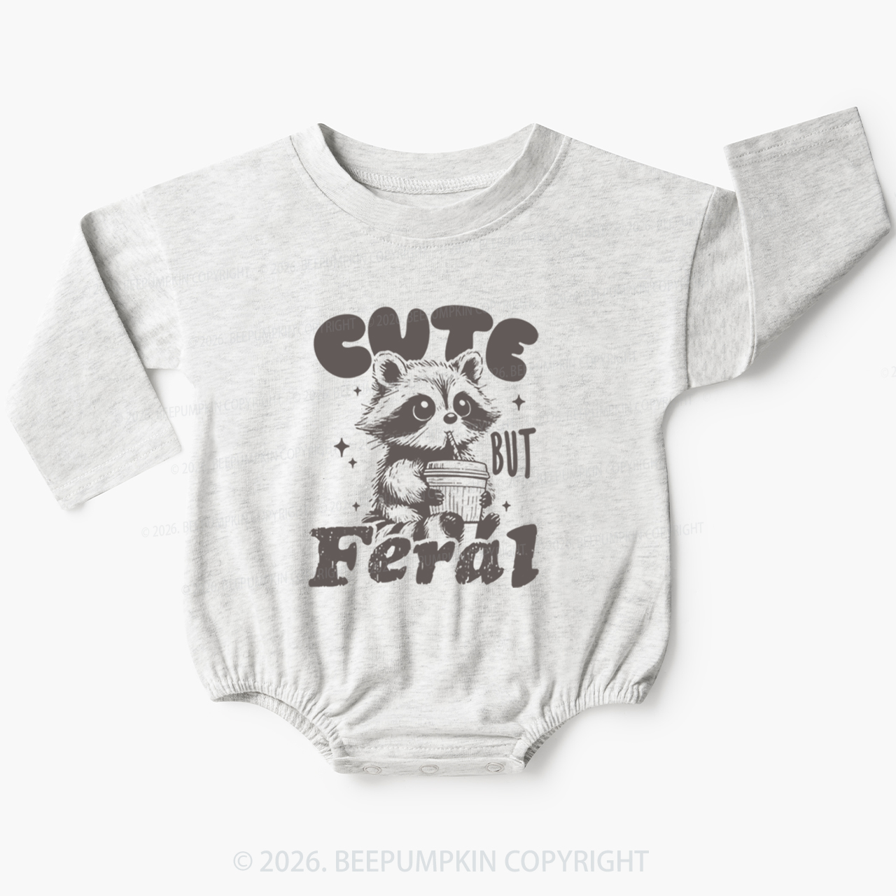 Funny Raccoon Cute But Feral Baby Bubble Romper