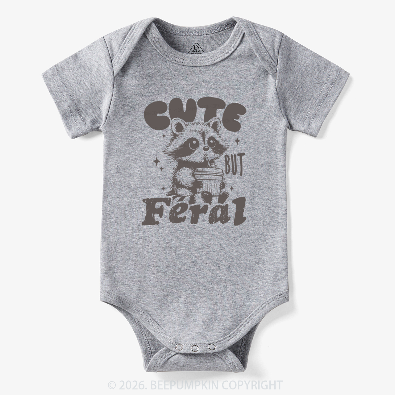 Funny Raccoon Cute But Feral Bodysuit