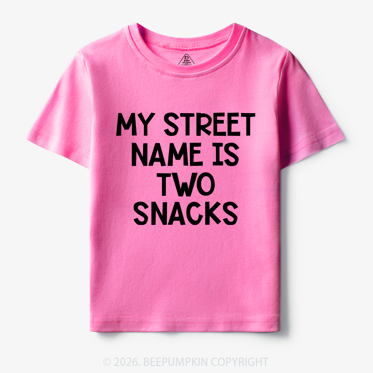 My Street Name Is Two Snacks Kids Shirt 7