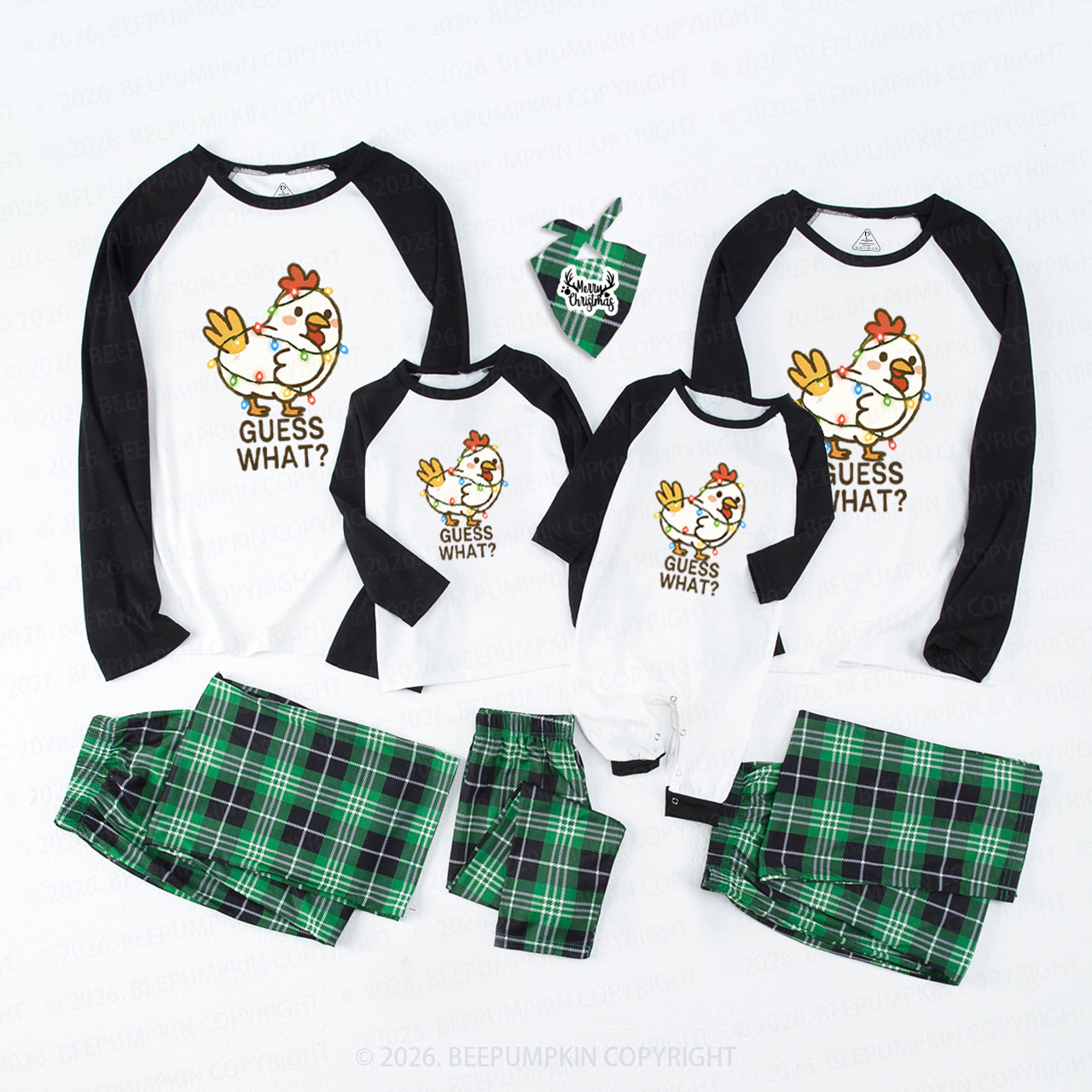 Guess What Chicken Funny Butt Joke Christmas Family Matching Pajamas