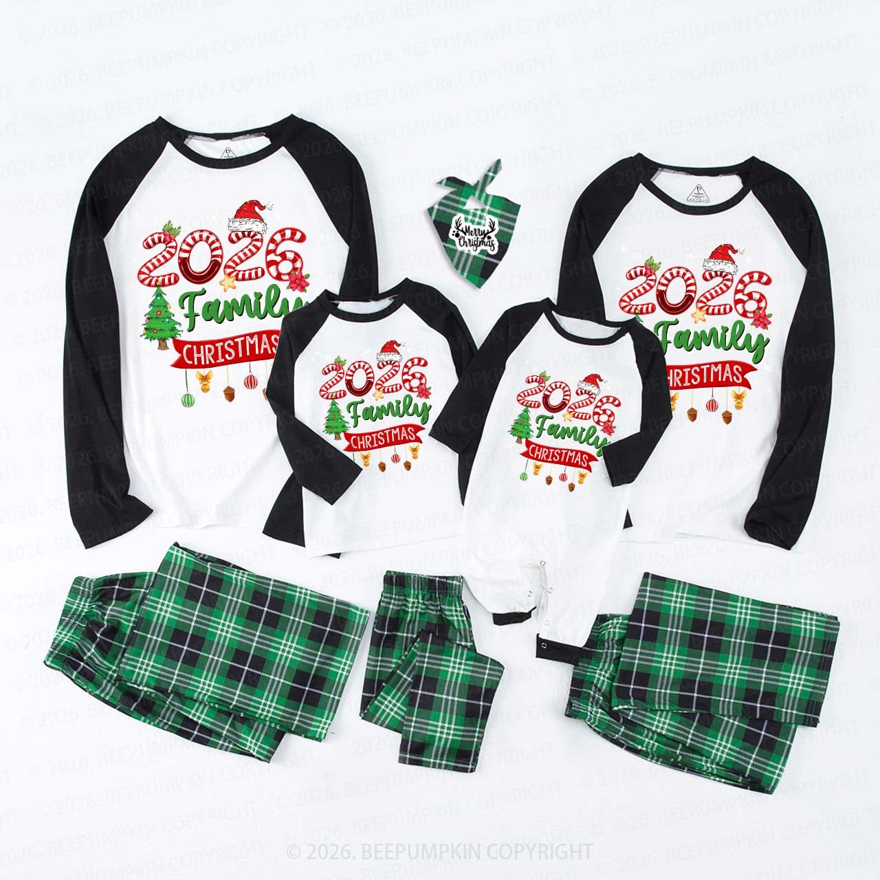 2025 Light Tree Christmas Family Matching Pajamas