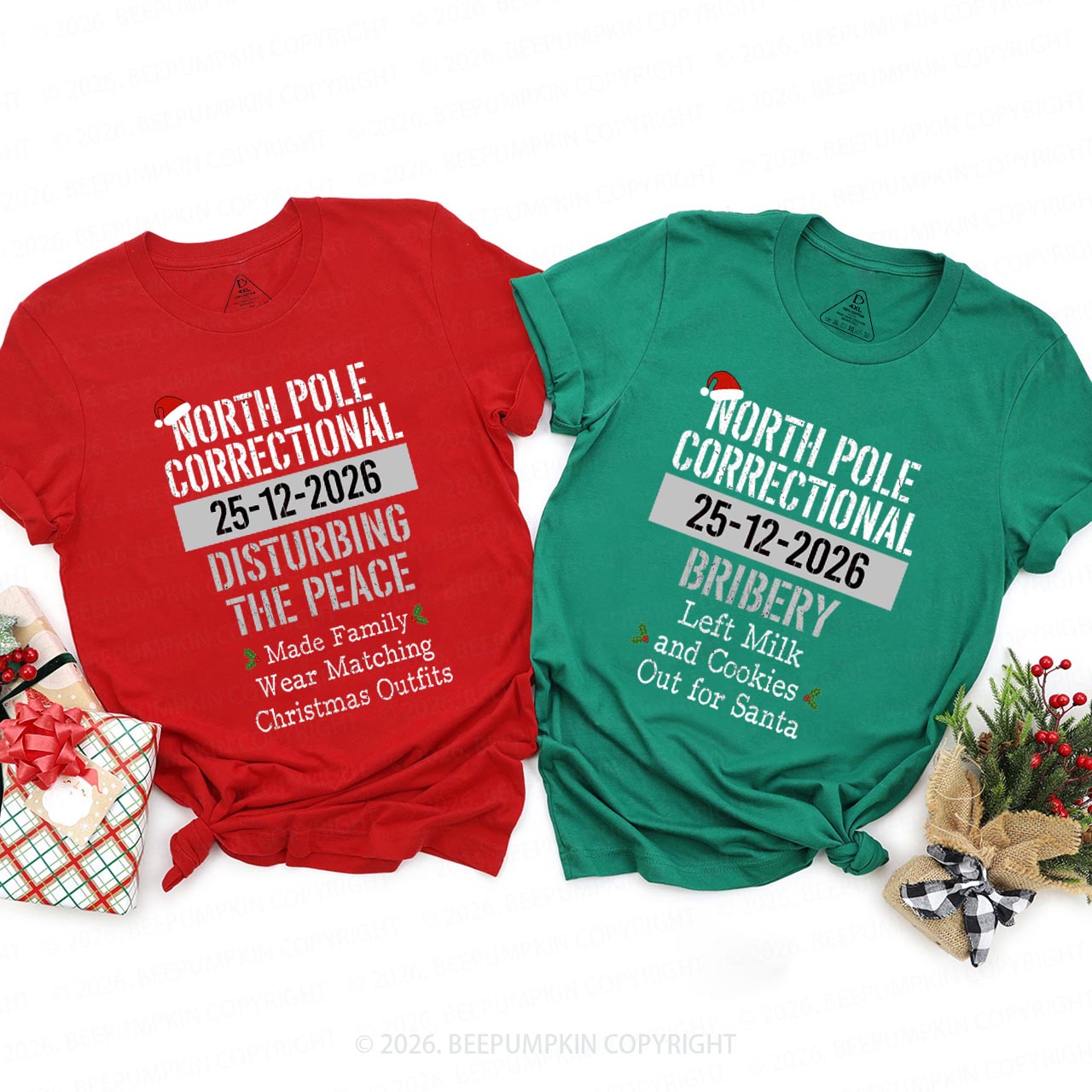 Funny Group Christmas North Pole Correctional Matching T-shirts Beepumpkin