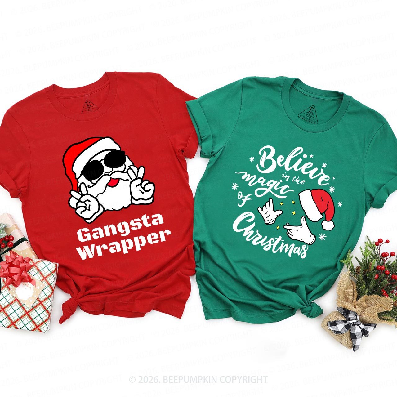 Personalized Joyful Holiday Christmas Family Matching T-Shirts Beepumpkin