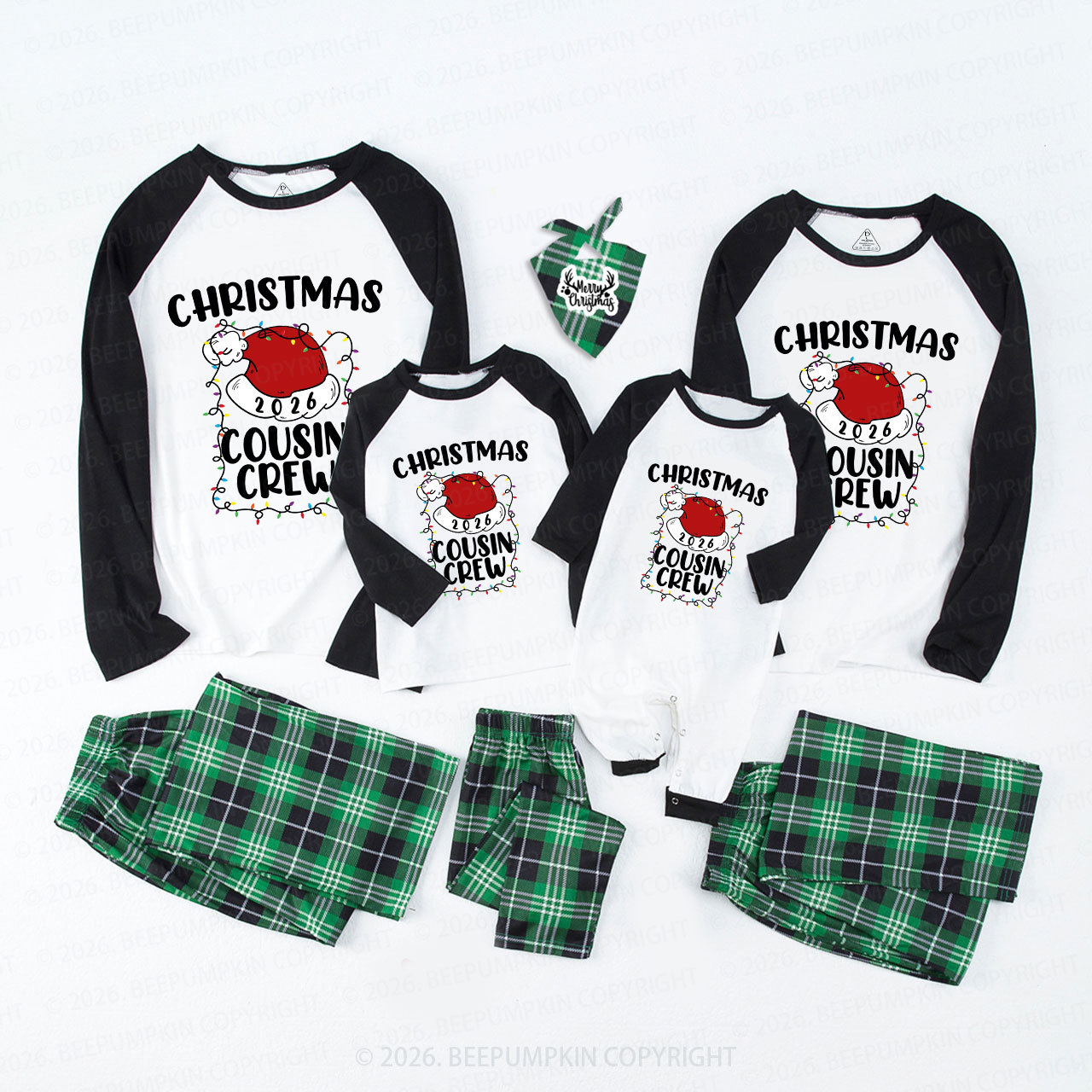 2026 Cousin Crew Santa Hat Christmas Matching Pajamas Beepumpkin