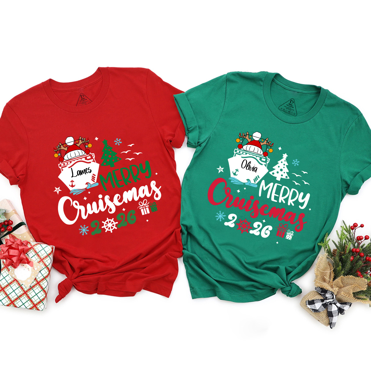 2025 Personalized Christmas Cruise Name Christmas Family Matching T-Shirts Beepumpkin