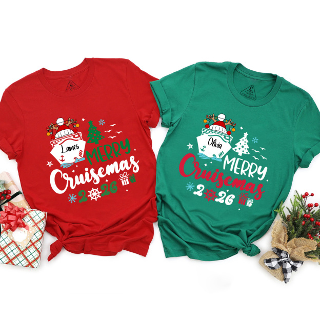2025 Personalized Christmas Cruise Name Christmas Family Matching T-Shirts Beepumpkin