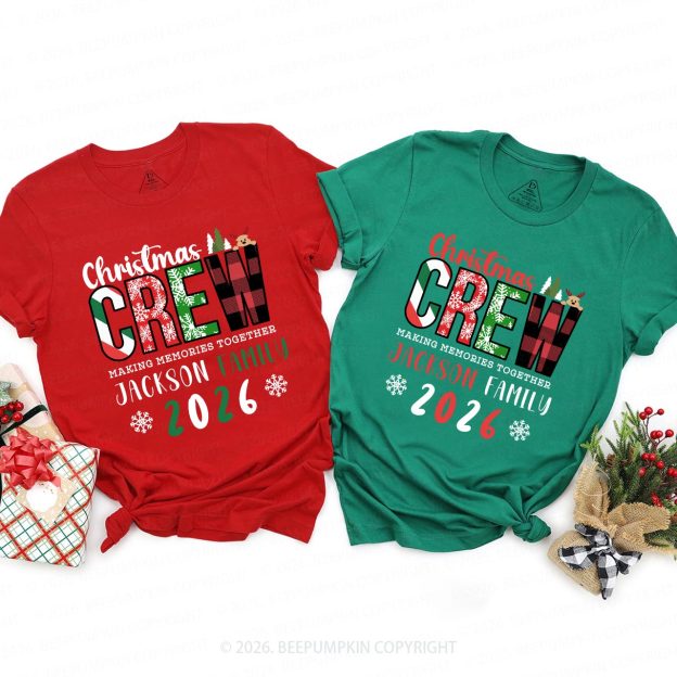 Personalized Christmas Crew 2026 Family Matching T-Shirts Beepumpkin