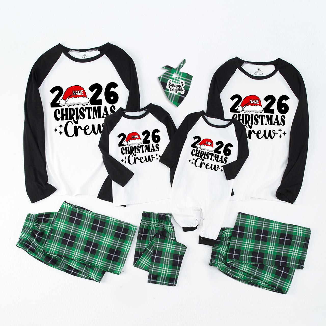 Personalized Christmas Crew 2026 Name On Santa Hat Pajamas
