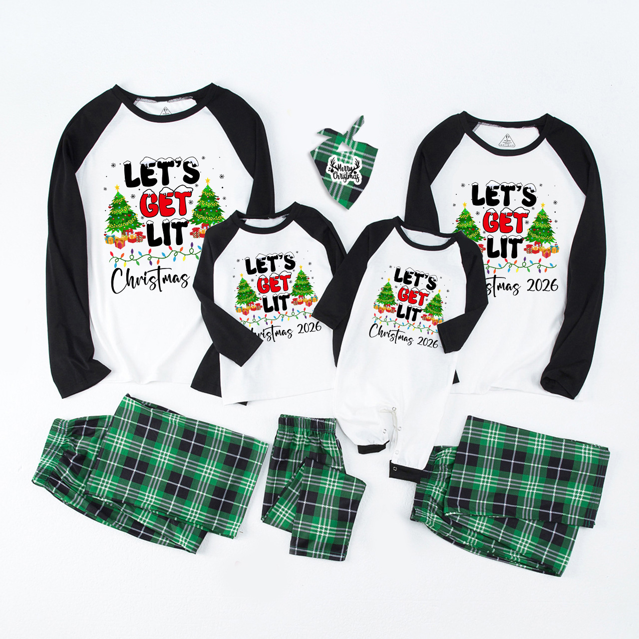 Let's Get Lit From Xmas Party Family Matching Pajamas