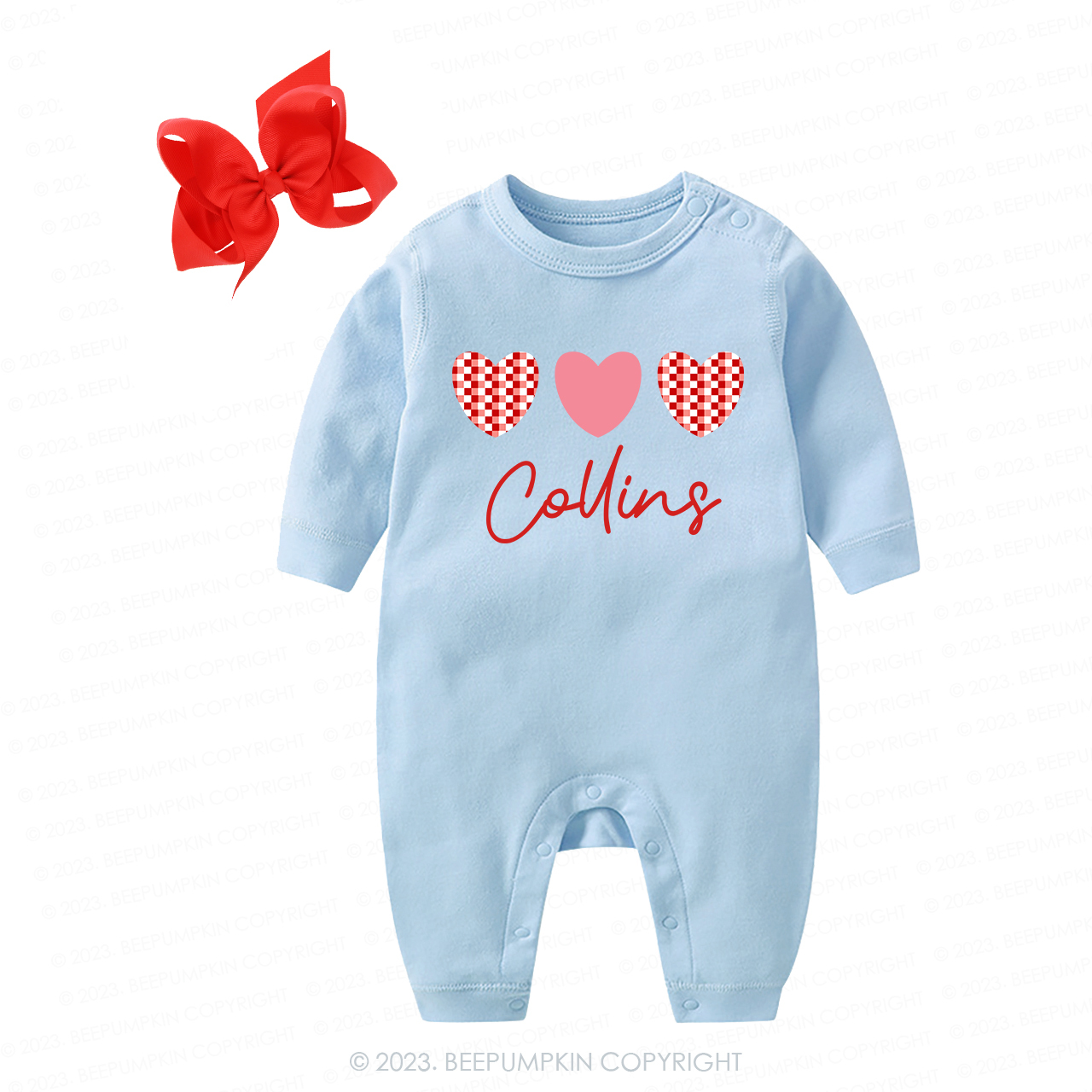 Personalized Plaid Heart Valentine's Day Baby Coming Home Outfit