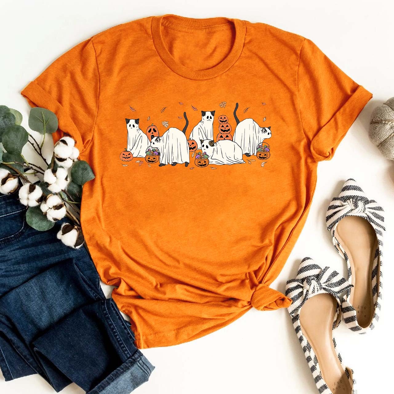 Halloween Spooky Season Ghost Cats T-shirt