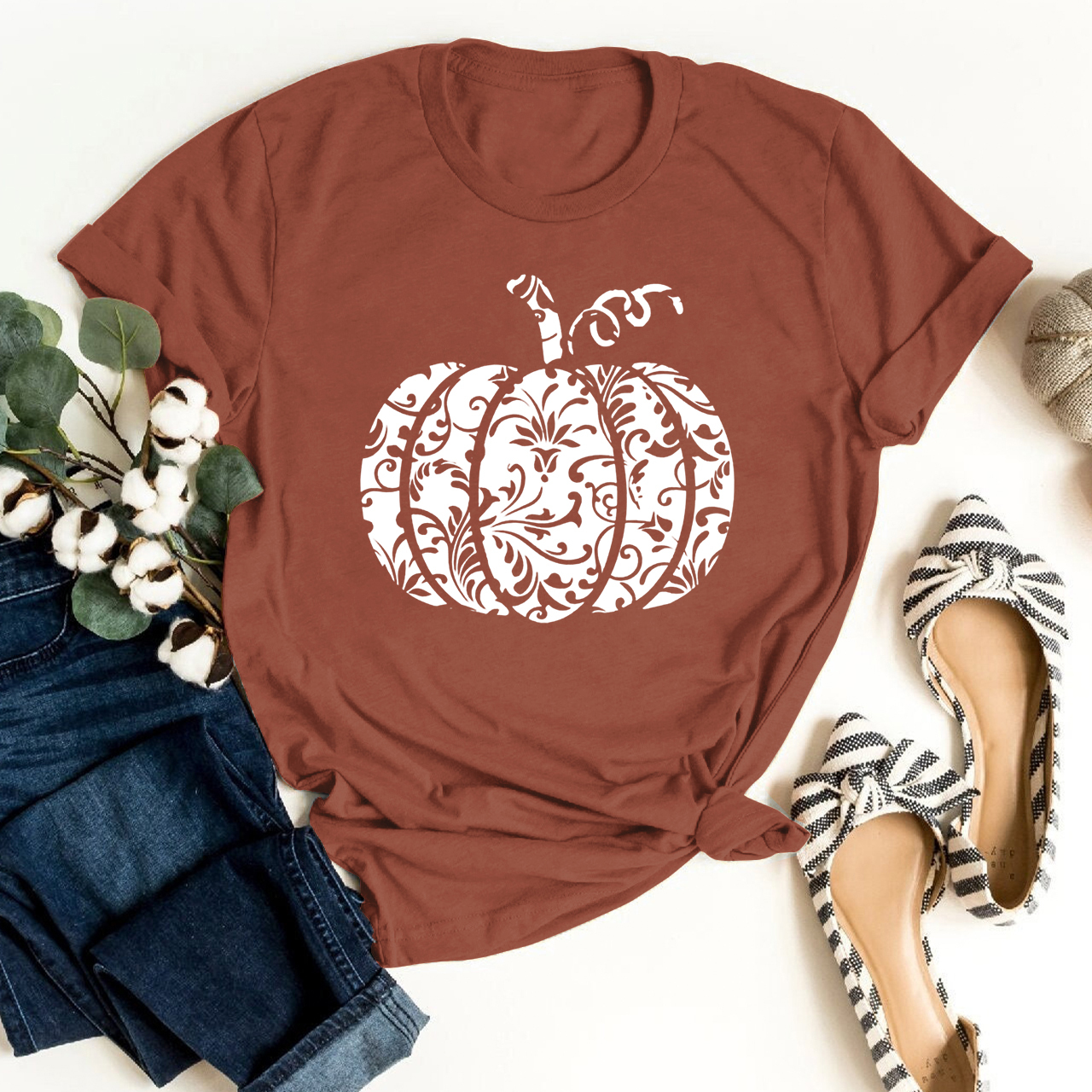 Floral Pumpkin Shirt For Her