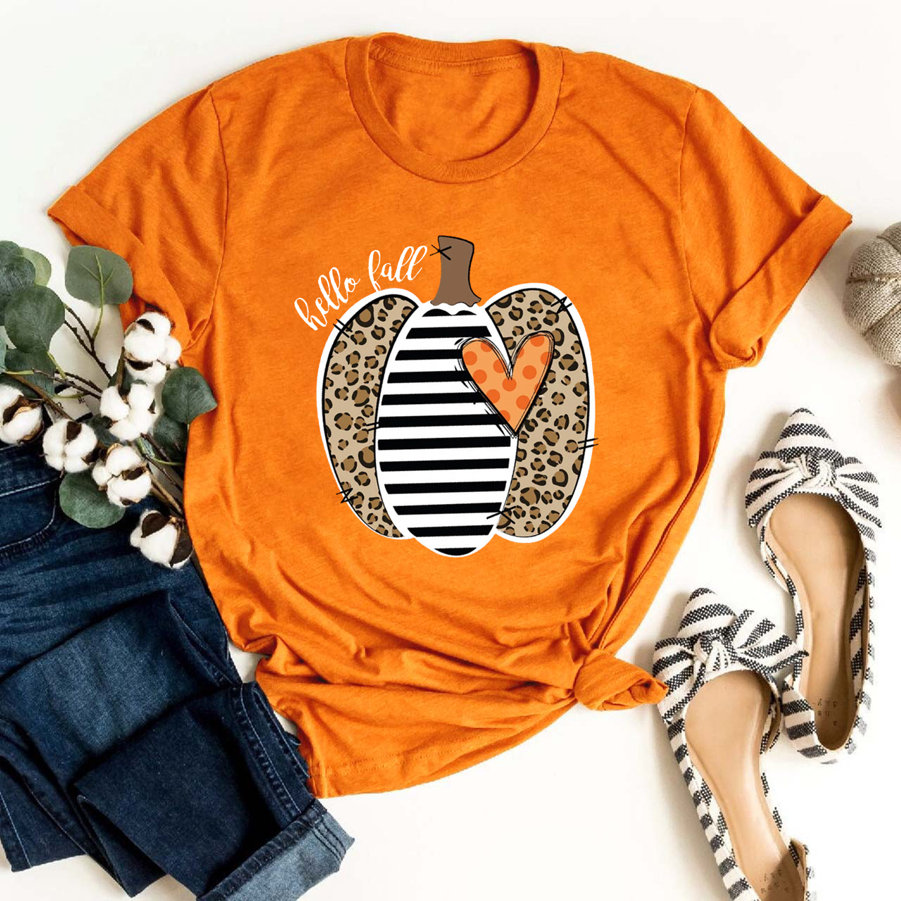 Cute Fall Graphic Pumpkin Shirt For Her