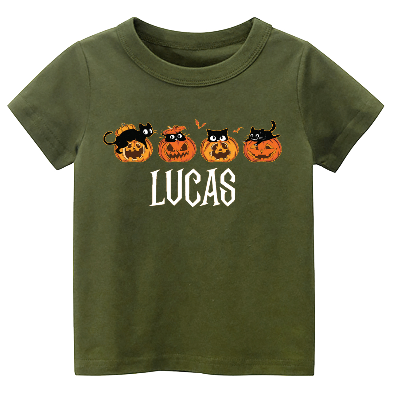 Personalized Halloween Pumpkin And Cat Kids Shirt 