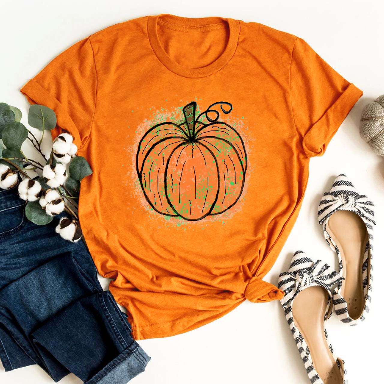 Super Fun Watercolor Pumpkin Tees For Her