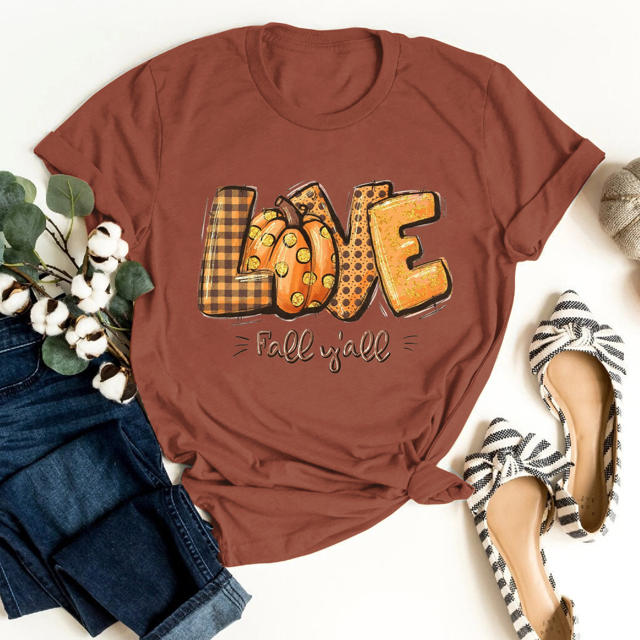 Love Fall Y'All Pattern Shirt For Her