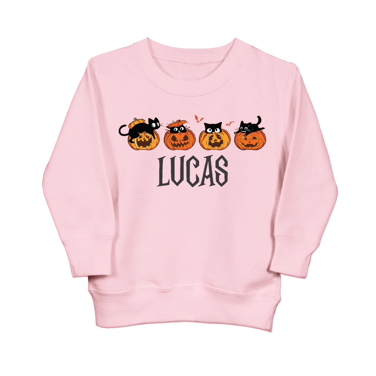 Halloween Pumpkin And Cat Kids Sweatshirt