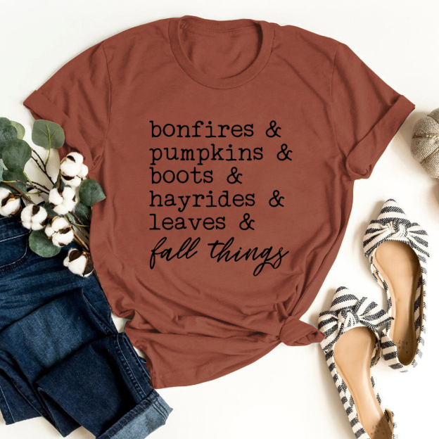 Bonfires Pumpkins Boots Hayrides Leaves Shirt 
